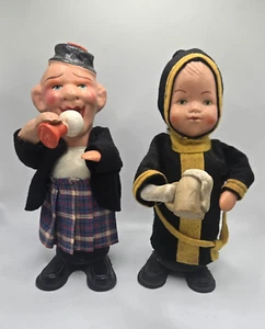 Vintage 1940's (?) Rolly Toys German Drinking Man & Girl Spring Body & Arm - Picture 1 of 7