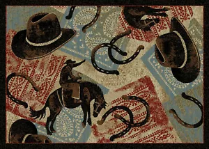 8x10 (7'10" x 9'10") Western Horse Cowboy Icon Bronco Area Rug *FREE SHIPPING* - Picture 1 of 2