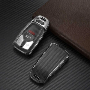 Carbon Fiber TPU Case Cover For Audi A4 A5 Q7 TT Remote Smart Key 3 4 Buttons - Foto 1 di 16