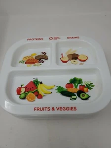 Set of 4 Healthy Habits Divided Kids Portion Plate 3 sections BPA FREE - Picture 1 of 9