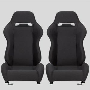 1 Sedile sportivo avvolgente auto in tessuto nero N101 con binari sinistro japan - Foto 1 di 4