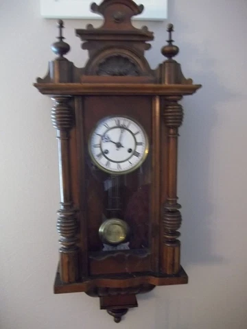 VINTAGE MAHOGANY WALL CLOCK CHIMES KA Pendulum DRCM ORNATE WORKS Cover