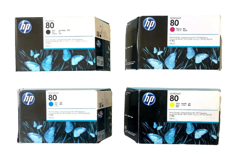 4x Original HP Ink Designjet 1050 1055 CM / No. 80 C4871A C4846A C4847A C4848A - Image 1 of 1