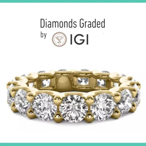 IGI Certified 4.00 CT Round Cut E VVS1 Lab Grown Diamond Band 14K Yellow Gold - Picture 1 of 9
