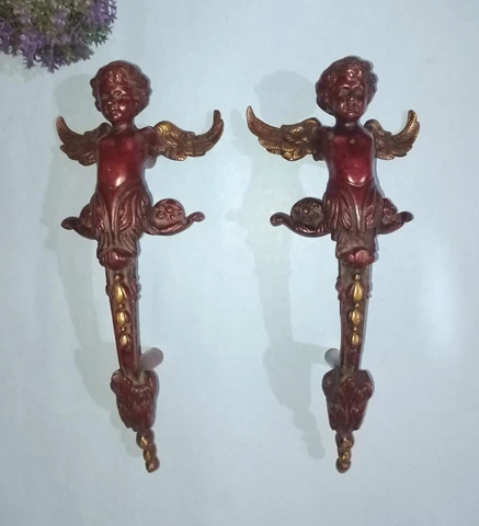 Brass Angel Baby Door Pull Flying Cupid Boy Room Entrance Door Handle Pair HK545 Cover