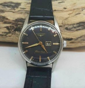 RELOJ LONGINES USADO AÑOS 60 FLECHA PLATA ESFERA NEGRA FECHA CUERDA MANUAL 23.ZSD HOMBRE - Imagen 1 de 7