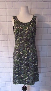 Ann Taylor Loft Dress Size 4 Navy Green Professional Career Sleeveless Floral - Picture 1 of 6
