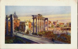 Cartolina d'epoca 1928 Roma Italia rovine romane arte a colori pubblicata - Foto 1 di 2