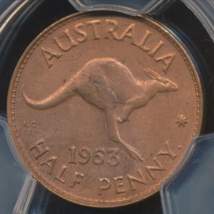 Australia 1963 Y. (p) Halfpenny 1/2d Elizabeth II - PCGS MS64RB (80329176) - Picture 1 of 4