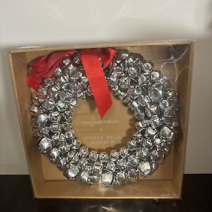 Williams Sonoma Jingle Bell Wreath Silver Christmas Decoration  15 Inch