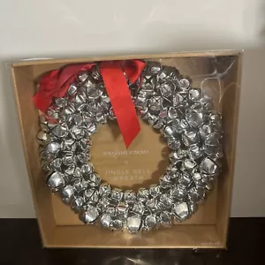 Williams Sonoma Jingle Bell Wreath Silver Christmas Decoration 15 Inch - Picture 1 of 6