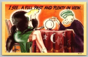 Postkarte Humorvoller Comic Ich sehe eine ganze Vergangenheit und viel zu sehen Vintage um 1930 I9 - Bild 1 von 2