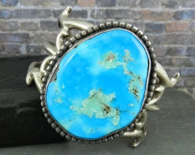 Large Turquoise 925 Sterling Silver Wide Cuff Bracelet - Image 1 of 4