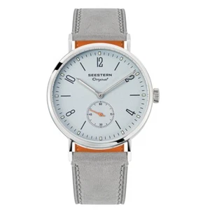 Seestern S382 Automatisch Stahl Cuir Blau Grau Saphir Herren Uhr - Bild 1 von 7