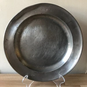 Large Block Pewter or Tin Antique Platter - Picture 1 of 11