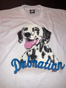 Vintage NOS Dalmatian Large White Single Stitch Screen Stars Best. USA. - Picture 1 of 10