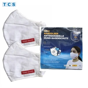 2x Mascherina Protezione Orale Nanosilver Lavabile Antivirale Antibatterica 3 Strati - Foto 1 di 1
