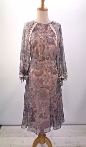Stevie May Floral Sheer Midi Dress - Size S (10) - Lightweight Elegant Midi - Picture 1 of 15