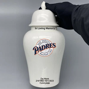 Ceramic Large Urn for San Diego Padres Baseball Theme, Custom Text - Picture 1 of 5