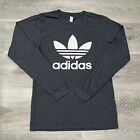 Adidas Womens Top Small S Gray Long Sleeve Graphic Print Crew Neck Cotton Blend 
