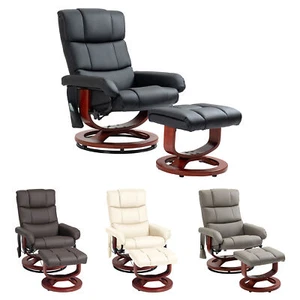 Recliner Chair Massage with Ottoman Swivel Wood Base  Remote and Side Pocket - Picture 1 of 45
