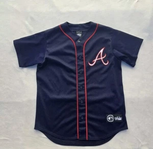 Vintage Atlanta Braves Majestic Mens Baseball Jersey Mesh Blue Red Sz M - Picture 1 of 10