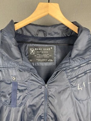 Chaqueta de corte y costura Marc Ecko para hombre 2XL negra bombardero cremallera completa bolsillo ropa de calle Foto 1 de 4