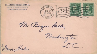 1919 Portsmouth, Ohio Flag Cancel on a Dentist Advertising Cover with Letter - Image 1 of 2