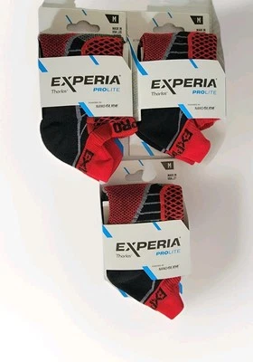 (3) Pair Thorlo Experia PROLITE Ultra-Light Cushion No Show Tab Socks Red Size M - Image 1 of 4