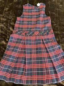 UNIFORM Girls Sz 7 Red & Blue Plaid Pleated Jumper Dress Private School - Picture 1 of 7