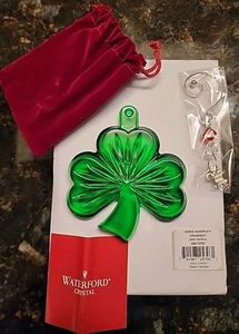 Waterford Crystal Green Shamrock Clover ornament St. Patrick’s Day w/box - Picture 1 of 7