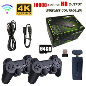 4K HD TV Game Stick Videospielkonsole 64GB 10000 Spiele Dual Wireless Controller - Picture 1 of 12