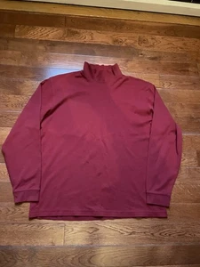 LL Bean Mock Turtleneck Mens Size Large  Regular Red Long Sleeve Cotton Shirt - Picture 1 of 12