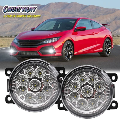 Par de faros antiniebla LED para parachoques Honda Civic 2016 2017 2018 2019 2020 2021 Foto 1 de 4