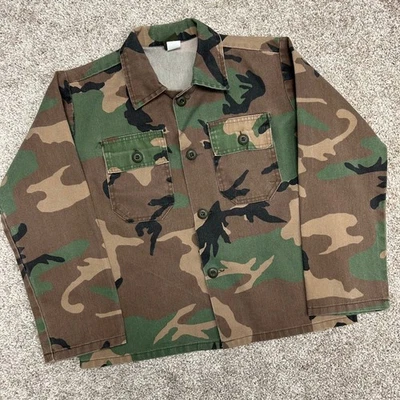 Vintage Camo Gear Camo Shirt Jacket YOUTH Boys Size 14 Button USA Made - Image 1 of 4