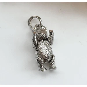 Kleiner Teddybär mit beweglichen Gliedmaßen Sterling Silber 925 Vintage Anhänger | Charm - Bild 1 von 9