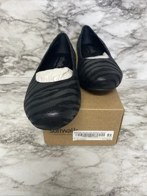 Softwalk Sonoma 平底黑色斑马 8 码 — 第 1/4 张图片