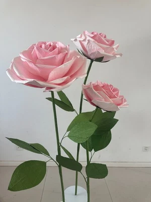 Rosas de organza gigantes 3 piezas 🌺 flores de rosa rosa 🌹 boda evento fiesta Foto 1 de 2
