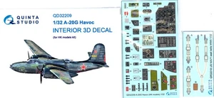 Quinta Studios 1/32 A-20G HAVOC 3D DECAL COLORED INTERIOR SET HK MODELS - Picture 1 of 8