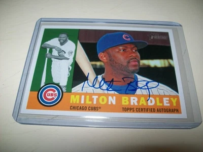 2009 TOPPS Heritage real one milton bradley autografado #roa-mb chicago cubs - Imagem 1 de 2