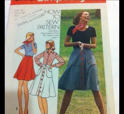 ❤️vintage Simplicity 6778  Uncut PATTERN Skirt Sz 14 Waist 28” How To Sew - Image 1 of 2