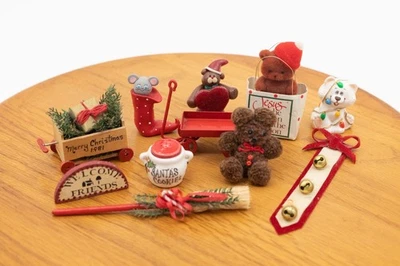Vintage Lot of 11 Miniature Christmas Decor Trinkets Doll Accessories Handmade - Image 1 of 4