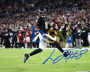 Lamar Jackson Running Action Baltimore Ravens Auto 8x10 NFL Photo REPRINT - Picture 1 of 1