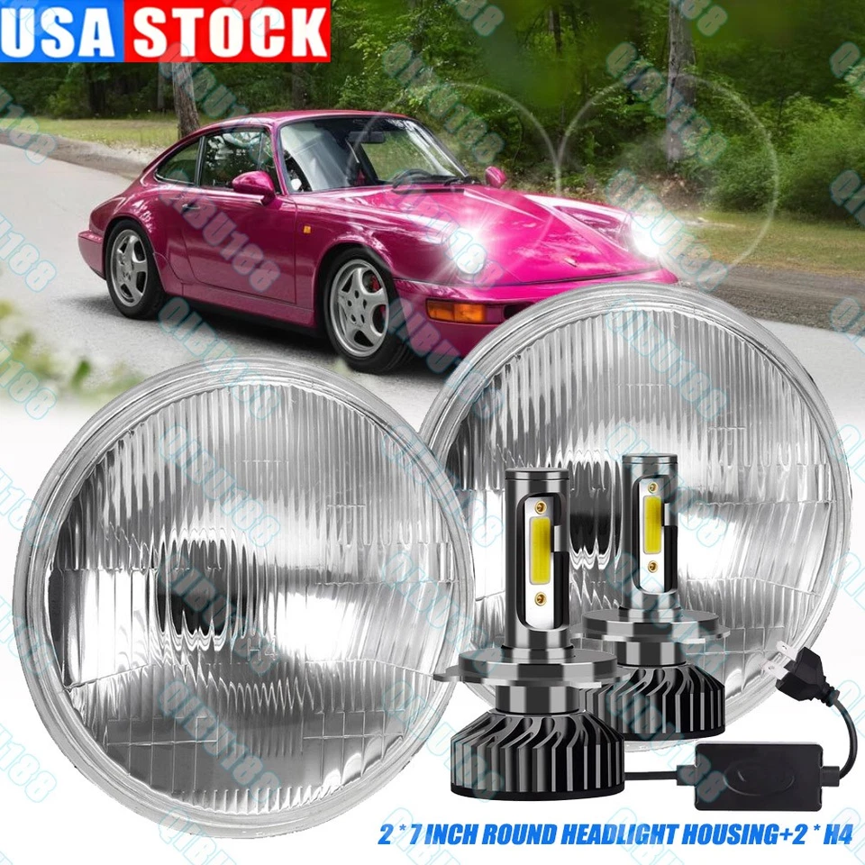 Faros LED redondos de haz alto/bajo Fit Porsche 911 1965-1986 Halo de 7" pulgadas Foto 1 de 4