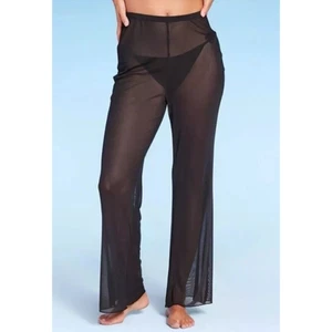 Wild Fable Women XL Pants Sheer Flare Cover up High Waist Pull-On Black NWT - Picture 1 of 7
