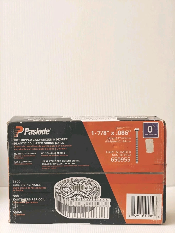 (6 Coil Pk) Paslode 650157 Screw Shank Coil Nails 1-1/2 x .086 Gauge 15 Degree