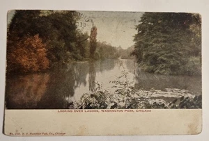Vintage gebrauchte Postkarte 1908 Chicago Illinois mit Blick über die Lagune Washington Park XL4 - Bild 1 von 2