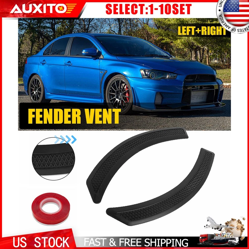 Cubierta de ventilación de guardabarros delantero efecto negro brillante para Mitsubishi Lancer 02-16 2-20X Foto 1 de 4