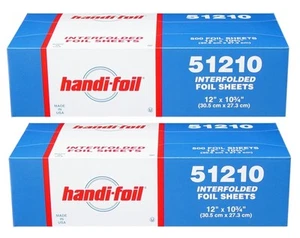 Handi-Foil Premium 12"x10.75" Interfolded Aluminum Foil Pop-Up Sheets 2 x 500/PK - Picture 1 of 1