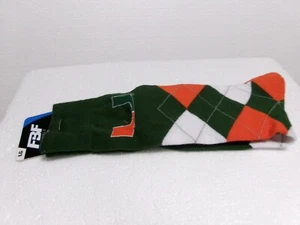 UNIVERSITY of MIAMI HURRICANES Orange Green ARGYLE STYLE SOCKS Made in U.S.A. - Picture 1 of 9